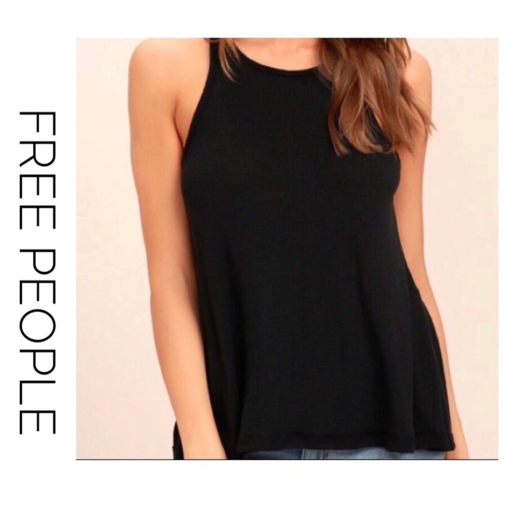 Free People Long Beach Tank Top Black